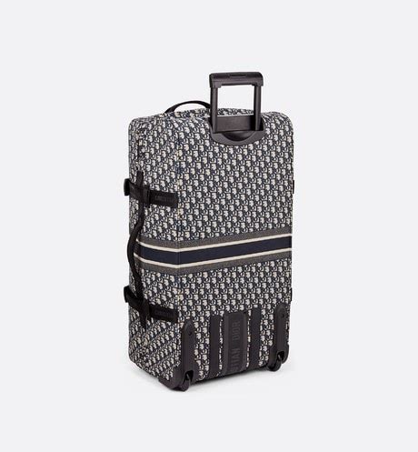 Maleta mediana DiorTravel Jacquard técnico Dior Oblique azul